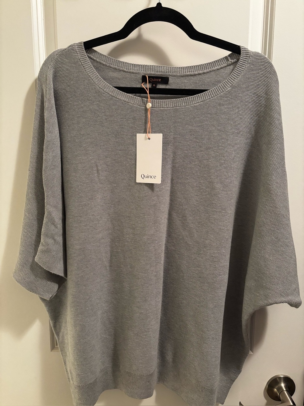 Quince Lightweight Cotton Cashmere Link-Stitch Dolman Sweater— Light Gray - Picture 5 of 5